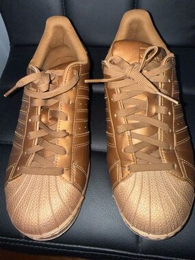 Adidas Metallic Bronze Low-Top Sneakers 9.5